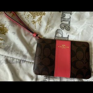 Coach wristlet- Brown and Pink- New